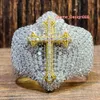 Hip Hop Custom Christmas Beautiful Cross Ring Moissanite Studded Iced Out Hip hop S925 Silver Mens Ring