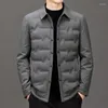 Men's Jackets Warm Men White Duck Down Coats Winter Solid Color Lapel Business Casual Simple Jacket Handsome Trendy Cozy All-Match Male Tops