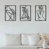 3 Stück Metall-Wandskulpturen, minimalistische abstrakte Frau, Wandkunst, Linienzeichnung, Wanddekoration, Einzellinie, hängende Wanddekoration, 240304