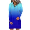 Kadın Hoodies Sıradan Hoodie Uzun Kollu Drawstring Jumper Gradient Baskı Elbise Moda Basit Sonbahar/Kış Top 2024