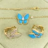 Placcatura leggera di lusso di alta qualità Collana con farfalla Fritillaria bianca in oro rosa S925 Nuova catena con collare pendente in pino verde blu per donna