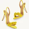 Sandals Rose Red Square Toe Rhinestone Elastic Strap Woman Summer 2024 Yellow Open Slingback Stiletto Shoes For Women