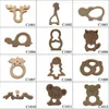 10pcs Safe Kara Teething Baby Teether Cute antlers Design Wooden Ring Animal Shape Toy handmade wooden teether-giraffe teether 240307