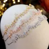 2024 Mode Kristall Hochzeit Tiara Blatt Stirnband Braut Prinzessin CZ Krone Haarschmuck Brautjungfer Schmuck Frauen Kopfschmuck 240301