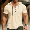 T-shirts pour hommes col à capuche hommes printemps été à manches courtes en vrac dessus respirants sport Fitness hommes vêtements décontracté solide t-shirts