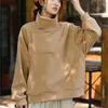 Women's Hoodies QPFJQD Autumn Winter Women Devise Loose Sweatshirts Korean Style Ladies Casual Retro Turtleneck Sweatshirt Tops Long Sleeves