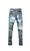 Jeans pour hommes Jeans violets patchs de mode pour hommes pantalons de couleur contrastée hiver Haute Couture