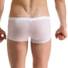 Cuecas de verão homens boxers gelo seda sem costura ultra-fino roupa interior sexy u bolsa shorts sólido translúcido calcinha respirável