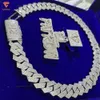 Custom Hip Hop Kit Combination 18mm 20inch Iced Out Cuban Link Chain Heart Buckle Drop Shape 3x3inch Hip Hop Moissanite Pendant