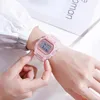 女性向けの電子時計ローズゴールドシリコンストラップ透明ドレスLEDデジタル腕時計スポーツ時計Relogio Feminino wristw3104
