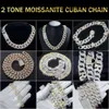 Fabriks grossist VVS Moissanite Diamond 925 SLIVER 10K 14K GOLD KUBAN LINK Kedja 10mm 12mm 18mm Hip Hop Halsband Män smycken