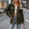 Kvinnorjackor damer vintage leopard lapel shacket löst passar långärmad kvinnlig casual streetwear kläder höst för kvinnor 2024