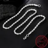 925 Sterling Silver 16 18 20 22 24 tum 4mm ED ROPE CHAIN ​​NACKLACE FÖR WIMAN MAN Fashion Wedding Charm Jewelry3007