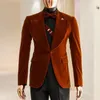 Men's Suits Smoking Velvet Jacket For Men 1 Pc Peaked Lapel Mal Suit Blazer Prom Party Slim Fit Wedding Groom Coat Custom 2024