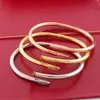 Love Gold Nail Bracelet Designer Bangles for Women Mens Stainless Steel Alloy Armband Pulsera Pulseras Plated Sier Rose Jewelry Diamond Bracelets