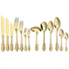 Set di stoviglie 1 pezzo Set di posate vintage di lusso in oro Set di posate da dessert occidentali Coltello forchetta Cucchiaio in acciaio inossidabile 304 Stoviglie da cucina Flatwar238u