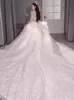 2024 Abiti da sposa scintillanti di lusso Abiti da sposa Arabo Dubai Pieghe Vintage Cattedrale di treno maniche lunghe Abito da sposa Custom Made Robe de Mariage