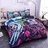 Fanaijia 3D Flower Bedding Zestaw Kuilu Rozmiar Sugar Skull Cover z poduszką Twin Full King Bedroom Set 210615259G