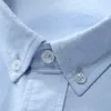 Blanc 100% coton oxford chemises décontractées pour hommes à manches longues solide affaires hommes robe chemise bouton col plaine Mans vêtements 240229