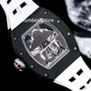 RM47 Orologio da uomo automatico sportivo in ceramica nera quadrante scheletrato Orologio da polso tonneau svizzero Cristallo di zaffiro Orologi di lusso impermeabili 9 colori