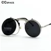 Óculos de sol redondos steampunk feminino e masculino, óculos de sol vintage de metal com lente dupla circular estilo círculo tons gafas de s275r