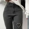 Women's Pants Vintage Black Denim Flare High Waist Jeans Slim Mom Trouser Harajuku Y2K Streetwear