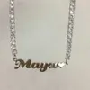 Aangepaste Naam 4MM Tennis ketting Naamplaat Rose Tennis choker Cz Bling Bling Hip Hop Zirconia Sieraden Voor Gift286g