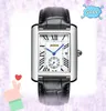 One Eye Working Men and Women Tank Roman Regins Romanes Square Case Sobre en cuir Mouvement de quartz Auto Date Hip Hop Iced Out Fashion Retro Retro Couples Style Wrist