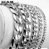 Link Armbänder ICAM 3-11mm Herren Silber Edelstahl Curb Cuban Chain für Männer Frauen Großhandel Schmuck Geschenk