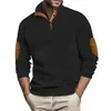 Sudaderas con capucha para hombre Sudadera retro Otoño Primavera Top Jersey con cuello alto Apliques de rayas Patchwork Suave para