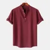 Men's T Shirts Men Top Stylish Summer Shirt With Stand Collar Cufflink Detail Slim Fit Design For Casual Or Business Wear