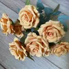 Dekorativa blommor heminredning 9 huvuden fest kamellia rose konstgjord blomma falska blommor som håller buketter