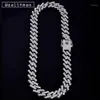 15 mm Iced Out Prong Miami Curb Cuban Link Chains Halsketten Ctystal Full Rhinestones Hip Hop Schmuck Halskette für Herren Chain1225l