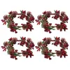 Candle Holders 4 Pcs Decorative Candlestick Garland Christmas Table Decorations Rings Wreaths Dining Centerpiece Pine Cones