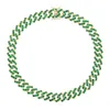 Mode 5A Zircon Round Crystal CZ Paled Tennis Cuban Choker Halsband för kvinnor Kvinnor Green Color Cz Hip Hop Jewelry Presents X0509314Z