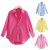 Camicette da donna a petto single camicia camicia girare girare molla molla autunno top top a maniche lunghe color camicetta sciolta di signore da donna abbigliamento da lavoro