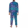 Мужская одежда для сна, пижамы, мужская пижама в стиле хиппи, ночная рубашка для спальни, винтажный принт, повседневные пижамные комплекты из двух предметов, теплый домашний костюм большого размера с длинными рукавами