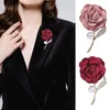 Spille Elegante spilla a forma di fiore di rosa Brillante strass Perle finte Decor Pin Matrimoni Party Office Pins Regali