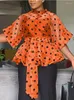 Etnische kleding Sexy doorzichtige blouse en tops Polka dot sjerpen Taille Slanke ruches Blouses Hoge kraag Rits Organza Top 2024 Mode