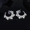 Boucles d'oreilles en argent Sterling 925, perle, zircone cubique, étoile, lune, de styliste élégant, bijoux de mariage pour femmes, 310u