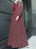 ZANZEA Mode Frauen Polka Dot Gedruckt Moslemisches Hijab Kleid Robe Femme Casual Maxi Sommerkleid Ramadan Dubai Türkei Abaya Vestido 240308