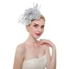 Headpieces 16 Color Women Large Ruffles Flower Fascinator Hat Vintage Solid Multi Feather Tea Party Duckbill Hair Clip307L