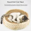 Stro geweven kattenbed Vogelnest Krabplank voor katten Komvormig huisdiernest Kattenspeelgoedbenodigdheden Handgeweven puppykennel Kattenstrobed 240301