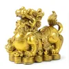 Feng Shui pixiu 2 conjunto de estátua de latão chinês decoração de casa escultura um par fortuna piyao estatueta atrair riqueza dinheiro e boa sorte 240301