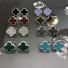 Van Four Leaf Clover Boucles d'oreilles Cleef Naturel Fritillaria Turquoise Clover Boucles d'oreilles Marque De Luxe Designer Boucles D'oreilles Mode Coréenne Édition Charmantes Boucles D'oreilles pour Wom