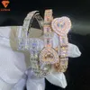 Nouveauté bijoux fins bracelets de Couple populaires glacé d Vvs1 Moissanite Baguette diamants argent 925 Bracelet pour hommes femmes