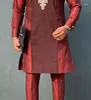 Vêtements ethniques Chemise africaine Coton Lâche Casual Costume en lin rouge