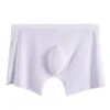 Cuecas masculinas boxers de seda gelo u convexo design respirável meados de cintura roupa interior boxershorts cor sólida calcinha elástica