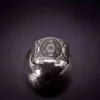 Vintage arcanjo metatron guerreiro cavaleiro anjo da vida selo anéis ajustáveis para homens salomão kabbalah anel amuleto aesthetic2456