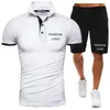 Men's Tracksuits Summer Set Comfortable Printed Polo T Shirt Beach Shorts 2PCS Hip Hop Street Fashion Jogging Casual Tracksuit Sports Suits